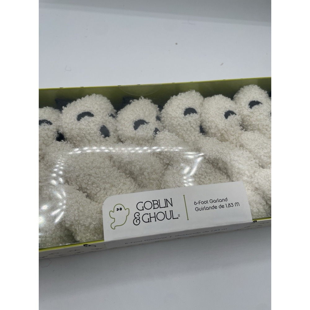 Goblin & Ghoul Plush Ghost 6' Garland New Halloween Fuzzy Cute - Picture 2 of 2